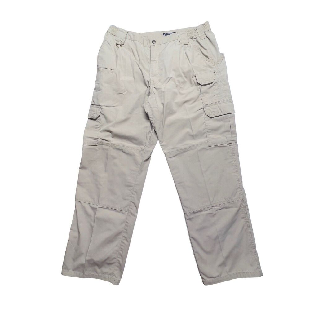 5.11 Tactical Series Pant Mens 40(38)x32 Khaki Tan RipStop Cargo Elastic Waist‎